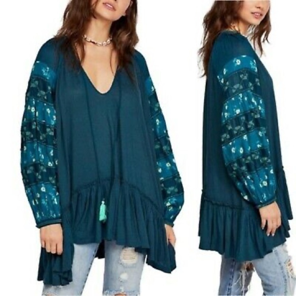 Free People mix it up tunic teal dress - Picture 5 of 13
